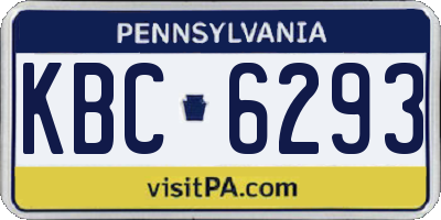 PA license plate KBC6293