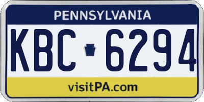 PA license plate KBC6294