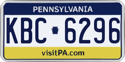 PA license plate KBC6296