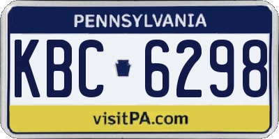 PA license plate KBC6298