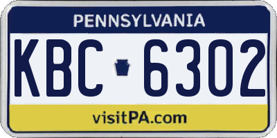 PA license plate KBC6302