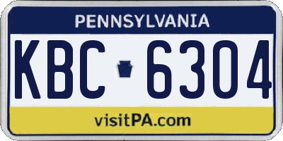 PA license plate KBC6304