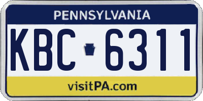 PA license plate KBC6311