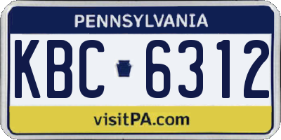 PA license plate KBC6312
