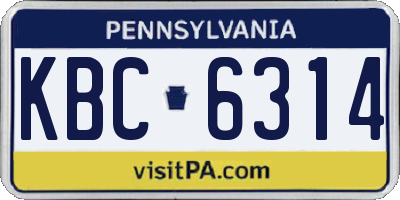 PA license plate KBC6314