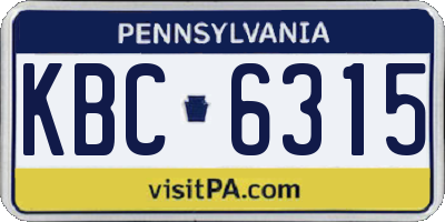 PA license plate KBC6315