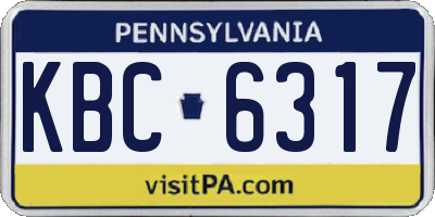 PA license plate KBC6317
