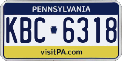 PA license plate KBC6318