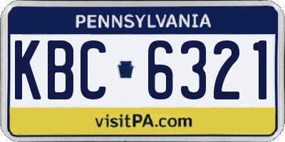 PA license plate KBC6321