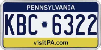 PA license plate KBC6322