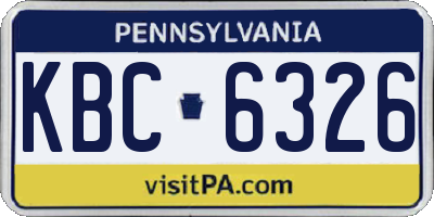PA license plate KBC6326