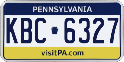PA license plate KBC6327