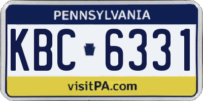 PA license plate KBC6331