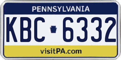 PA license plate KBC6332