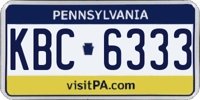 PA license plate KBC6333