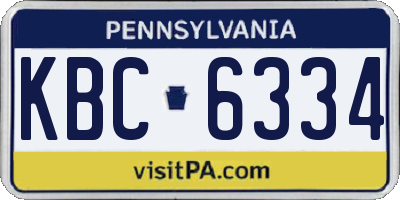 PA license plate KBC6334