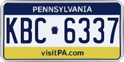 PA license plate KBC6337