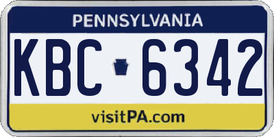 PA license plate KBC6342