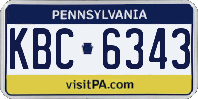 PA license plate KBC6343