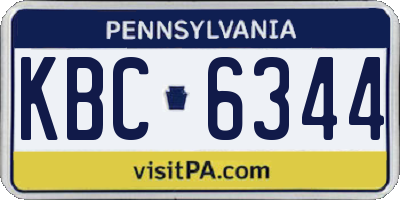 PA license plate KBC6344