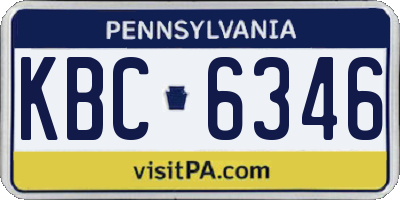 PA license plate KBC6346