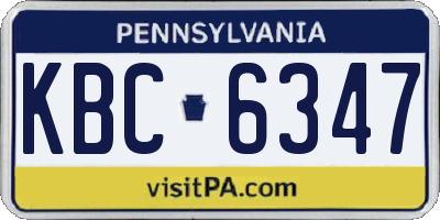 PA license plate KBC6347