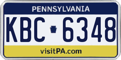PA license plate KBC6348