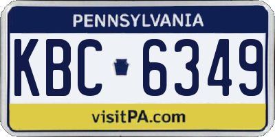 PA license plate KBC6349