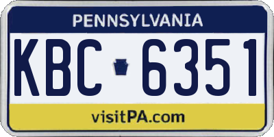 PA license plate KBC6351