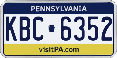 PA license plate KBC6352