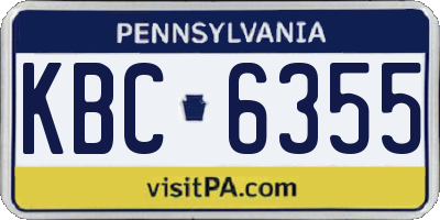 PA license plate KBC6355