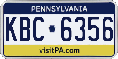 PA license plate KBC6356