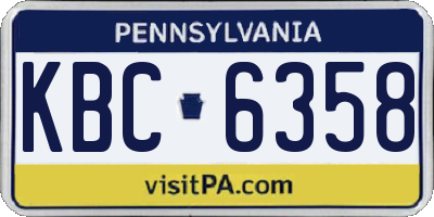 PA license plate KBC6358