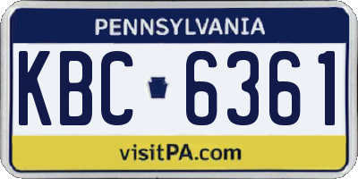 PA license plate KBC6361