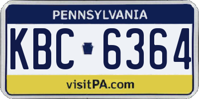 PA license plate KBC6364