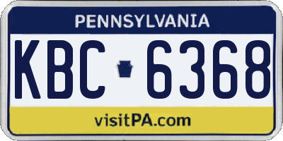 PA license plate KBC6368