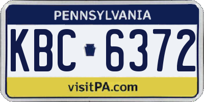 PA license plate KBC6372
