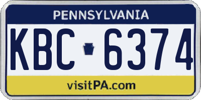 PA license plate KBC6374