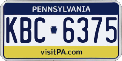 PA license plate KBC6375