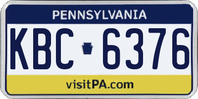 PA license plate KBC6376