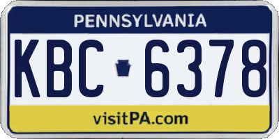 PA license plate KBC6378