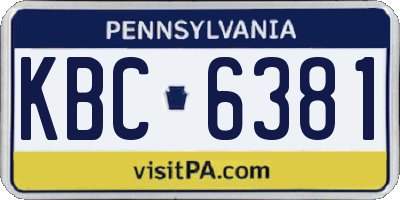 PA license plate KBC6381