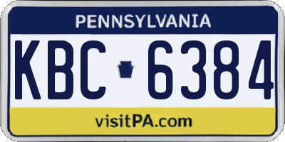 PA license plate KBC6384