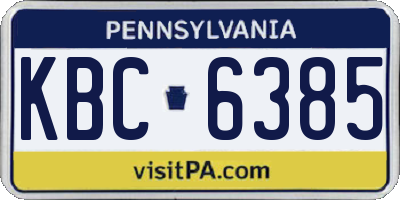 PA license plate KBC6385