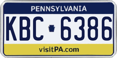 PA license plate KBC6386