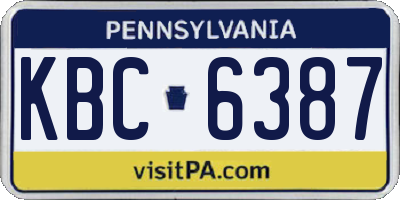 PA license plate KBC6387