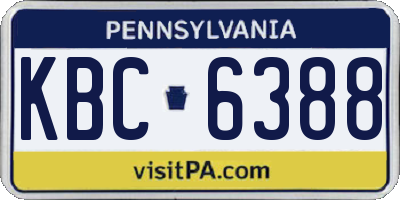 PA license plate KBC6388