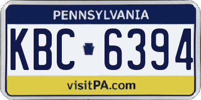 PA license plate KBC6394