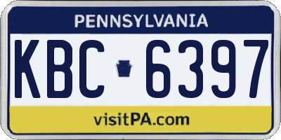 PA license plate KBC6397
