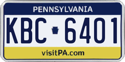 PA license plate KBC6401